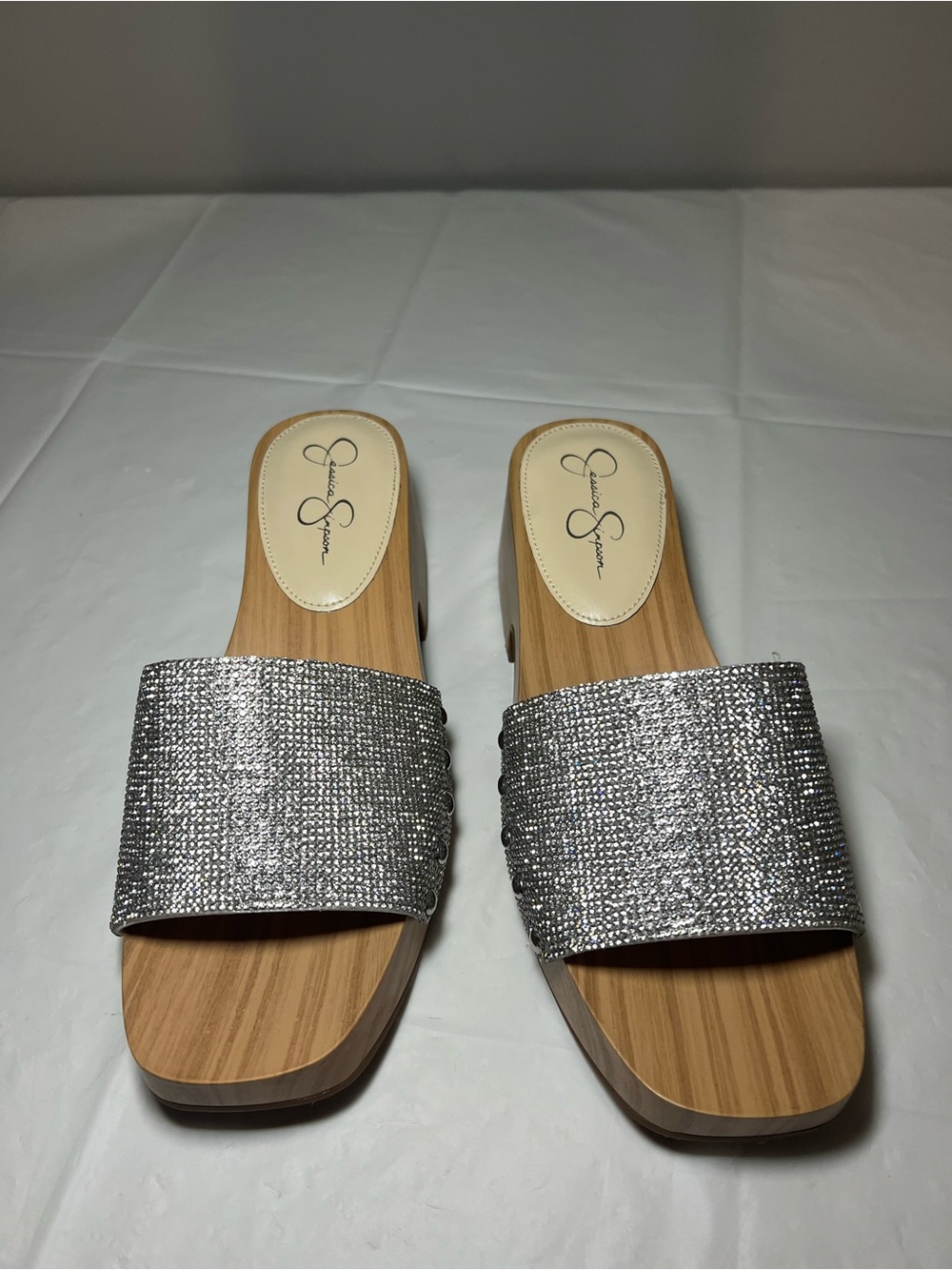 Jessica Simpson Sandals JS-Rexile Silver Shimmer Low Heel 9M